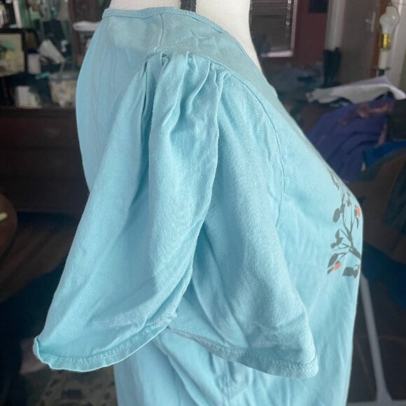 NWOT XL Blue Platypus Petal Sleeve Top "A Bicycle Built For Two" Design - Picture 3 of 4